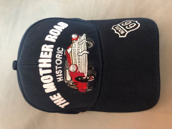 Route 66 The Mother Road Red Car BASEBALL Cap - Navy Color