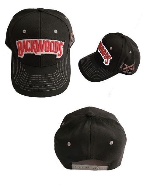 Backwoods Marijuana Embroidered Snap Back  BASEBALL Caps - Black