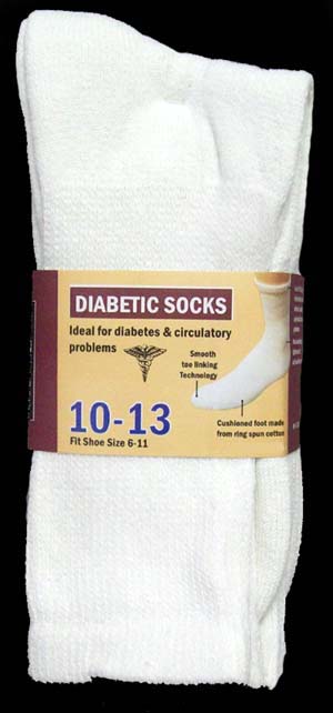 Diabetic SOCKS For Adults - White Color ( # 1013W)