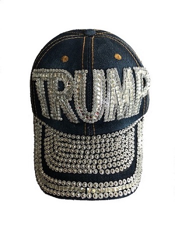 Trump Rhinestones Blue Denim BASEBALL CAP