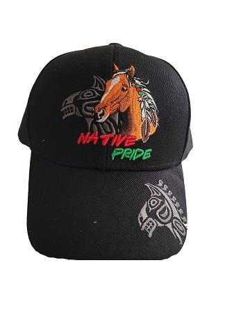 HORSE & Feather Native Pride Baseball Cap Embroidered - Black