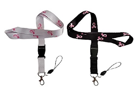 Breast Cancer Lan Yards - Assorted Black & White Colors