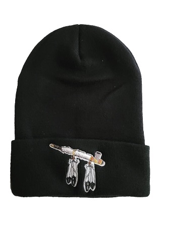 Peace PIPE Native PIPE Embroidered Beanies - Black Color
