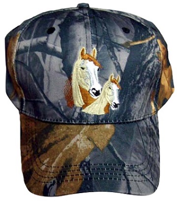 2 Horses - Native Pride Embroidered BASEBALL Caps - Camo Color