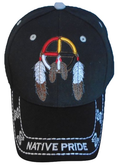 Medicine Wheel Native Pride Embroidered BASEBALL Caps - Black