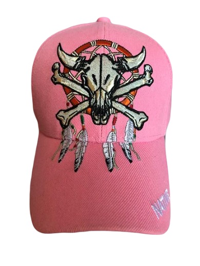 Bull Head & DREAM CATCHER Native Pride Baseball Caps - Pink Color