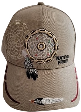 Dream Catcher & Feathers Native Pride CAPS Embroidered - Khaki