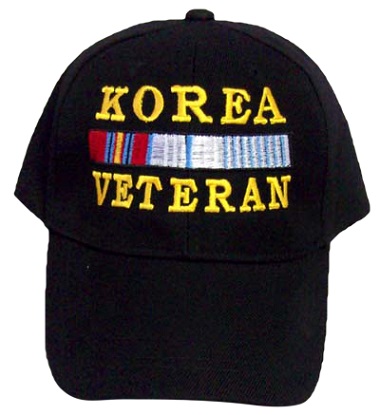 Korea Veteran  Military Embroidered BASEBALL  Caps - Black Color