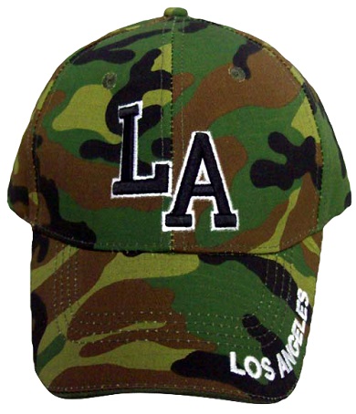 ''Los Angeles'' Embroidered Camo  CAPS  ( # 8190)