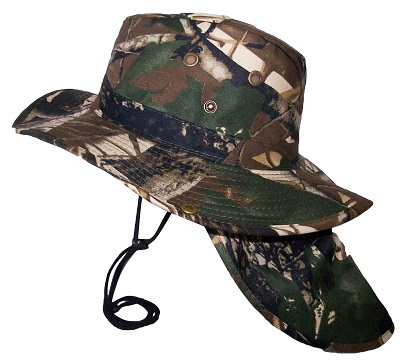 Safari Hats With Neck COVER - Green Camo Color