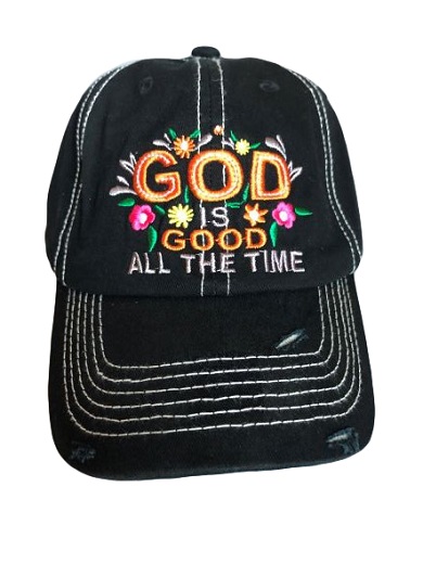 God Is Good All The Time Embroidered Baseball Cap - Black
