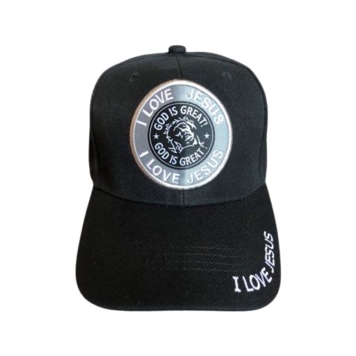 I Love Jesus  Embroidered Christian Baseball Caps - Black Color