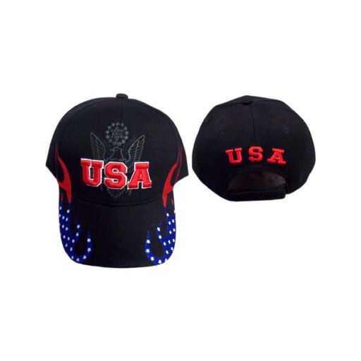 USA  BASEBALL Caps With Nation's Seal  Embroidered - Black Color