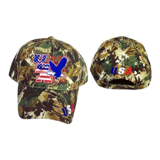 EAGLE  .... USA Embroidered Camouflage Caps - Green Camo