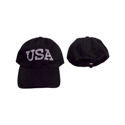 ''USA'' Women CAPS With Rhinestones. - Black Color
