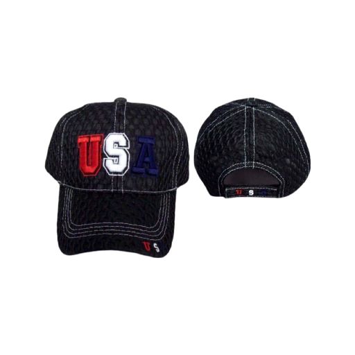 ''USA''   Mesh Denim Baseball CAPS Embroidered