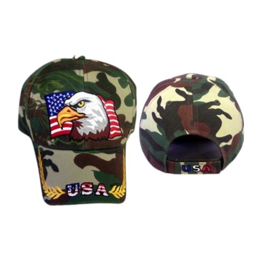 USA & Eagle ...... Embroidered   Cap With Shadow - Black Color