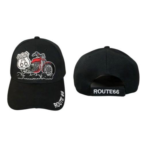 Route66 The Mother Road Embroidered Baseball Caps - MOTORCYCLE