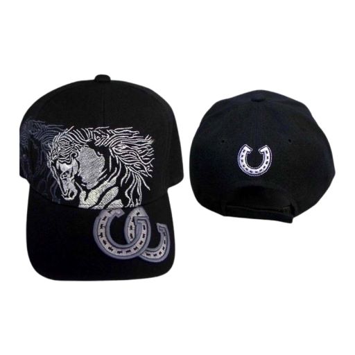 Horse &  Horse Shoes .......  Silver Embroidered CAPS