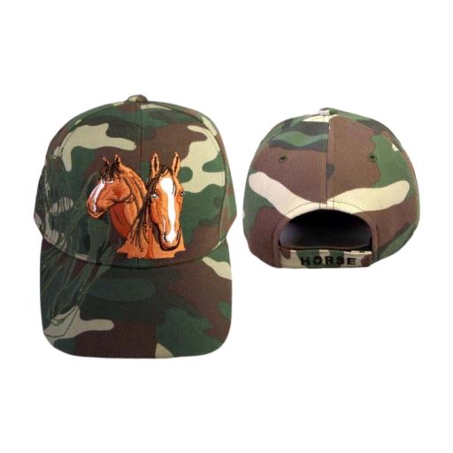 ''Horse'' Embroidered  Green Camo Baseball CAPS