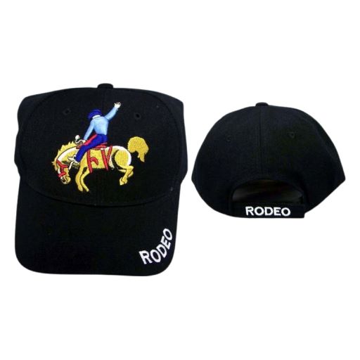 ''Rodeo'' Embroidered BASEBALL Caps - Cow Boy Riding Horse