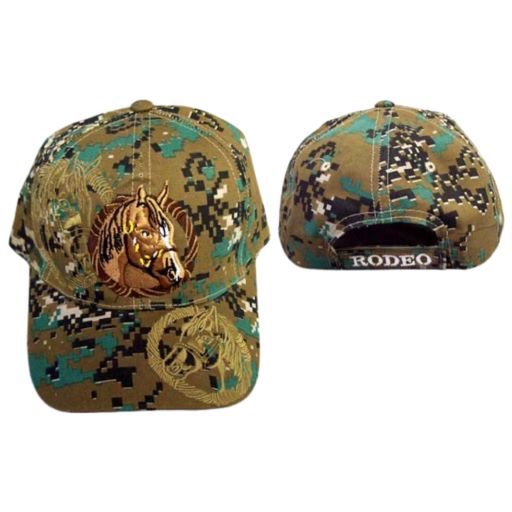 Rodeo - Horse  Embroidered BASEBALL Camouflage CAPs With Shadow