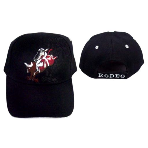 Rodeo Embroidered BASEBALL Caps With Shadow - Black Color