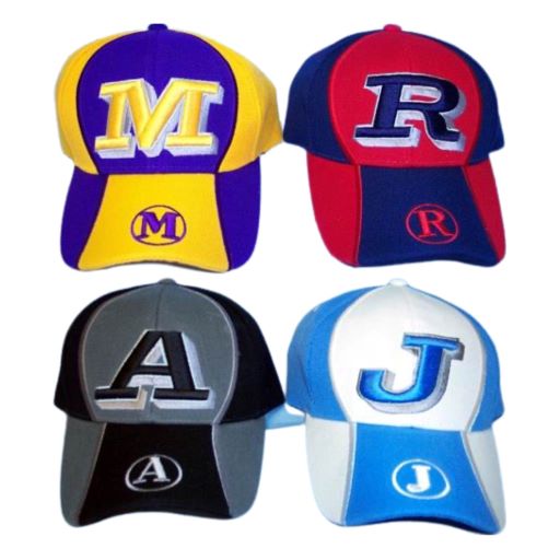 Name Initials - Embroidered BASEBALL Caps - For Adults