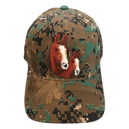 ''HORSE''  Embroidered Baseball  Cap - Green Digital Camo