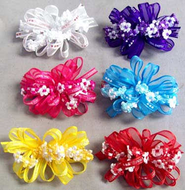 Girls Hand-Made Hairbows With FLOWERS