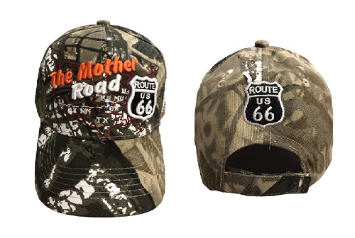 ROUTE 66 The Mother Road Embroidered Baseball Caps - Camo Color