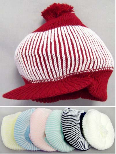 Baby Beanie - Winter CAPS  With Brim & Pom Pom - New Borns