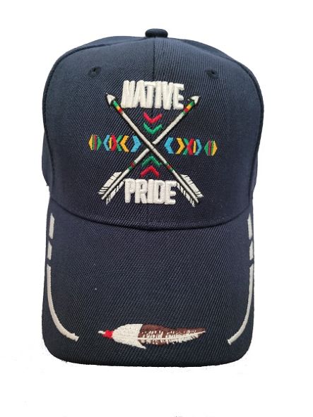 2 Arrows Native Pride Embroidered Baseball CAPS - Navy  Color