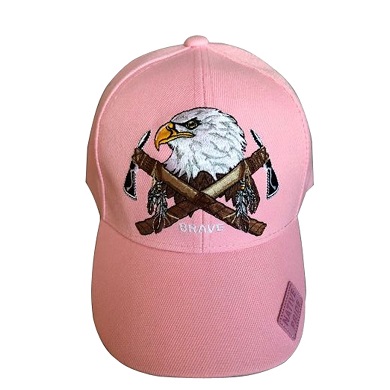 2 Axes & Eagle Native Pride Embroidered Baseball CAPS -Pink Color