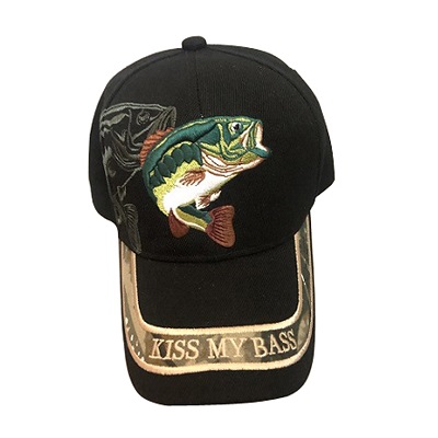 Kiss My Bass FISHING Baseball Caps - Embroidered