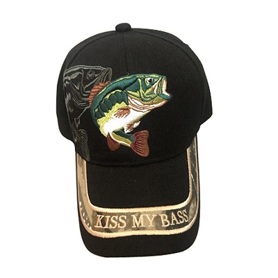 Kiss My Bass Fishing BASEBALL CAPs - Embroidered