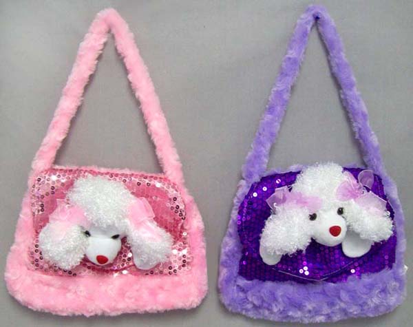 Girls HANDBAGS  Plush Sequined Puppy HANDBAGS ( #  CT9540)