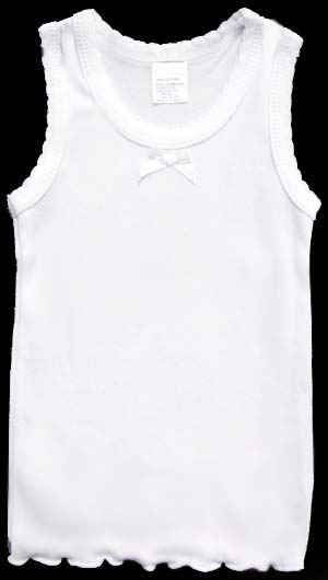 Girls Sleeveless TOPs -  Solid  White   - Sizes: 4-6 ( # 4003)