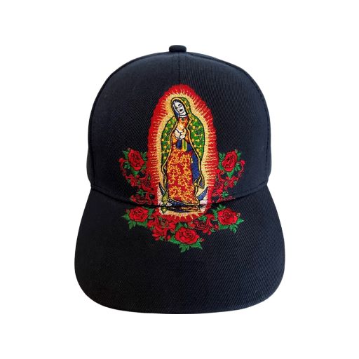 Virgin of Guadalupe & Roses  BASEBALL Cap Embroidered- Navy Color