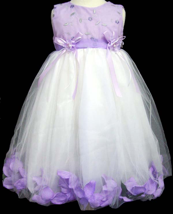 Girla Pageant DRESS With Silk Petals - Sizes: 1-6.  Lavender