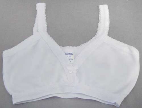 Girls Trainer BRA Tops In White Color - Sizes: 14-16  ( # 8004)
