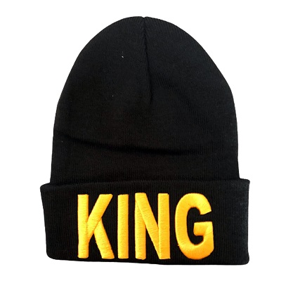 King GOLD  Embroidered Beanies For Adults - Black Color