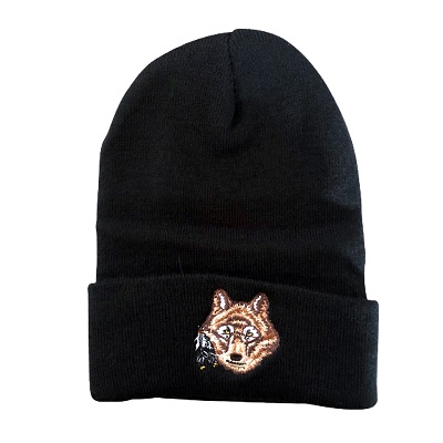 Wolf Native PRIDE Embroidered Beanies - Black Color