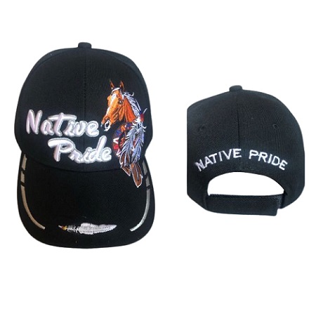 HORSE & Feathers Native Pride Embroidered Baseball Caps - Black