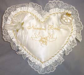 Bridal 'Nuestra Boda'' RINg Bearer Pillows  - Heart Shaped