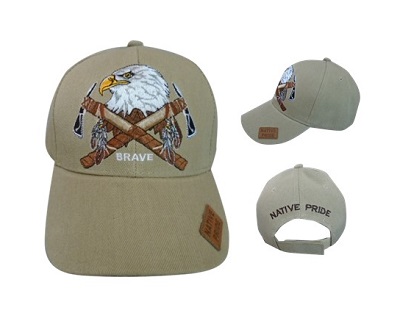 2 Axes & Eagle Native Pride Embroidered Baseball Caps - Khaki