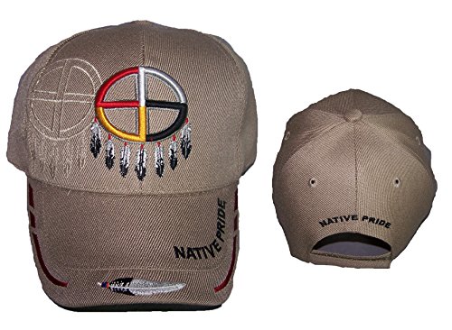 Medicine Wheel Native PRIDE Embroidered Baseball Caps - Khaki Col