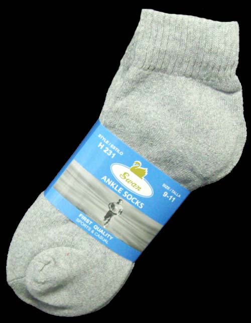 ''Swan''Aduts  Ankle Socks - Grey - Size: 9-11  ( # H231)