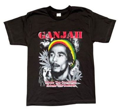 Ganjah Marijuana Weed Bob Marley US Screen Printed T-SHIRT