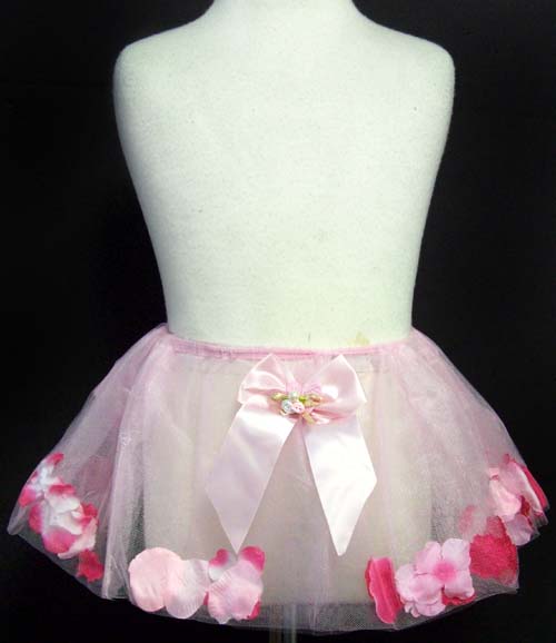 Dance Wear - Tutu SKIRT With Silk Flowers - Pink ( # 27384)